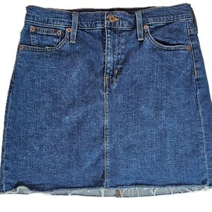 J. Crew Mercantile Jean Skirt Womens 4 Blue Denim Mini Casual Summer Cutoff Hem